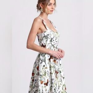 NWT Avec Les Filles Botanical Print A-line Dress In Butterfly